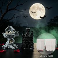 Moules en silicone écologiques et résistants au four pour bougies parfumées DIY, thèmes Halloween (Maison fantôme, Château, Cabane dans les arbres) - Vente en gros