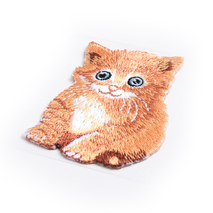 Tissu brodé personnalisé avec logo, motif chat orange mignon, vente en gros d'usine - Product Image 1