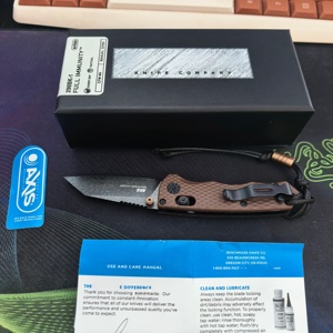 Couteau de poche BM 290BK-1 Full Immunity, manche en Micarta, lame à pointe tombante dentelée, ouverture manuelle, couteau tactique - Product Image 3