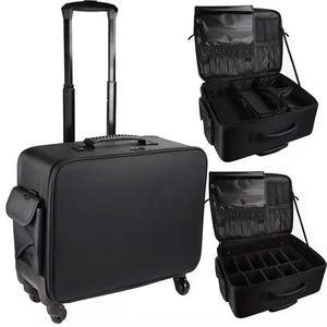 Free Sample Large Makeup Bag Travel Professional Organizer Make Up Storage bag tool kits makeup <b>suitcase</b> with <b>wheels</b> - Product Image 1