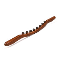 Bâton de massage en bois Gua Sha avec perles de jade pour le dos, le cou, le drainage des méridiens, le grattage corporel, outil de thérapie Gua Sha