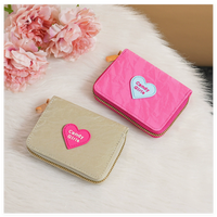 Portefeuille à fermeture éclair Candy Girl, porte-cartes mignon, portefeuille de poche, portefeuille court à clip, en PU, style tendance, lettrage en relief