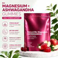 Gummies naturelles bio à l'ashwagandha pour adultes – Gestion du stress, stabilité émotionnelle – Formule végétalienne – Vente en gros, personnalisation OEM disponible