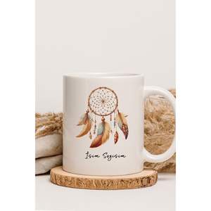Mug personnalisé au design bohème, capacités de 200 ml et 600 ml, revêtement par sublimation, compatible lave-vaisselle et micro-ondes, style peint à la main, avec cuillère - Product Image 6