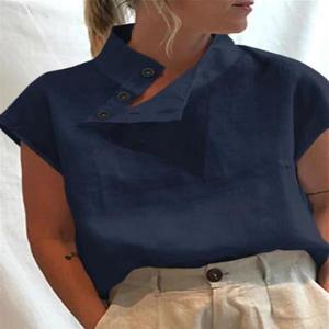 Chemisiers pour femmes Fashion Short Sleeve Elegant White Shirt Summer Casual Oversized <span class=keywords><strong>Chic</strong></span> Tunic Blouse - Product Image 4