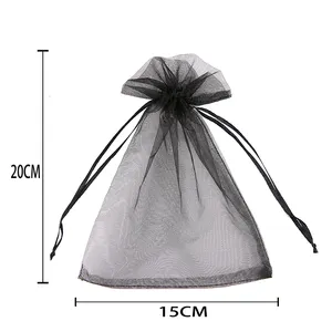 Manufactory Wholesale Org 15x20 Cm Transparent Drawstring Bag Solid Color Candy Organza Gift Bag