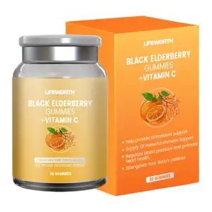 Lifeworth Kẹo Dẻo Elderberry Kiểm Soát Đường Trong Máu Với Vitamin C Để Hỗ Trợ Miễn Dịch Vitamin, 50 Đếm
