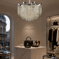Lustre LED GRSD de luxe à 3 niveaux, ovale, en cristal doré, à intensité variable, pour hall de villa, duplex, salon, hôtel