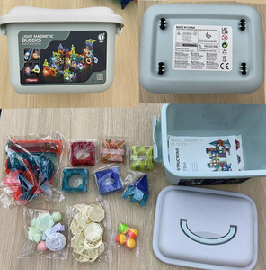 Mattoncini Magnetici Fai-da-Te 3D, Blocchi Magnetici per Costruzioni, Pista per <span class=keywords><strong>Biglie</strong></span> con Luci, Giocattolo Educativo STEM in Plastica Ecologica per Bambini - Product Image 4