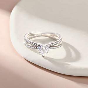 LiCai Premium di lusso senso 925 in argento Sterling cuore anello promessa zirconi/zaffiro/anello di fidanzamento personalizzato infinito - Product Image 5