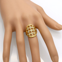 Modischer Edelstahl-Schmuck Goldener Ring Hip-Hop-Schmuck Netzartiger Ring für Männer und Frauen