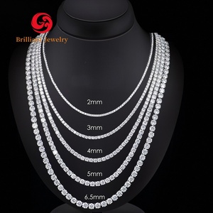 Wholesale 925 Sterling <strong>Silver</strong> Lab Grown Diamond Jewelry 10K 14K <strong>Solid</strong> Gold Lab Grown Diamond Tennis Chain <strong>Necklace</strong> - Product Image 1