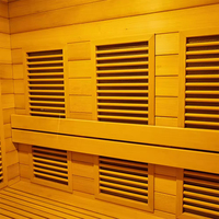 Sauna Infrarroja para 1-2 Personas, Sauna de Madera de Hemlock Canadiense, Bajo EMF, Sauna Interior con Panel de Control Computarizado y Luz de Colores