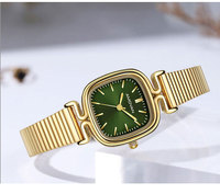 Montre à quartz pour femmes avec bracelet en acier inoxydable et logo personnalisé à l'arrière, affichage manuel, sélection du mouvement à quartz, montre carrée