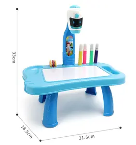 2021 new design low MOQ LED light diy learning plastic table art painting machine projection drawing board toy