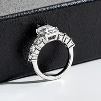 MUSHAN Luxus-Schmuck 925 Sterling Silber Ringband für Damen GRA-Zertifizierter Moissanit Diamant Smaragd D-Farbe Ringe Feiner Schmuck