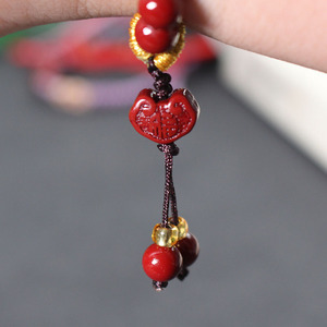 Cinnabar <b>Bracelet</b> Heart Shape <b>Red</b> Beads Unisex Gift Jewelry Hangzhou Made - Product Image 1