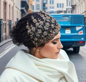 YASEEN - Tocado de Encaje Lujoso, Ecológico, Transpirable, para Todas las Temporadas, Ideal para Fiestas - Product Image 1