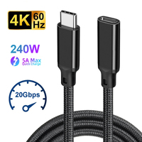 Cable de Extensión USB 3.2 Tipo C Macho a Hembra JMAX Gen 2, Cable de Datos USB C de 20 Gbps 4k 60hz, Cable de Carga Tipo C de 5V 240W