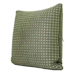 Expédition rapide nouveau Design artistique vert Olive fabriqué à la main Rectangle taie d'oreiller lombaire