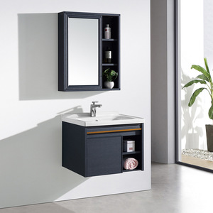 Lavabos modernes en céramique d'hôtel avec armoire à miroir armoire de salle de bain 800 mm vanité de salle de bain en acier inoxydable - Product Image 5