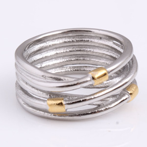 Geometric Stainless Steel <b>Ring</b> 10Mm Two Tone Fashion Jewelry For Women Gift - Product Image 4