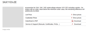 เบรกเกอร์สุญญากาศซีเมนส์ รุ่น 3AX1103-2E พร้อมตัวตัดแรงดันต่ำ (Y7) 3AH/3AE - Product Image 4