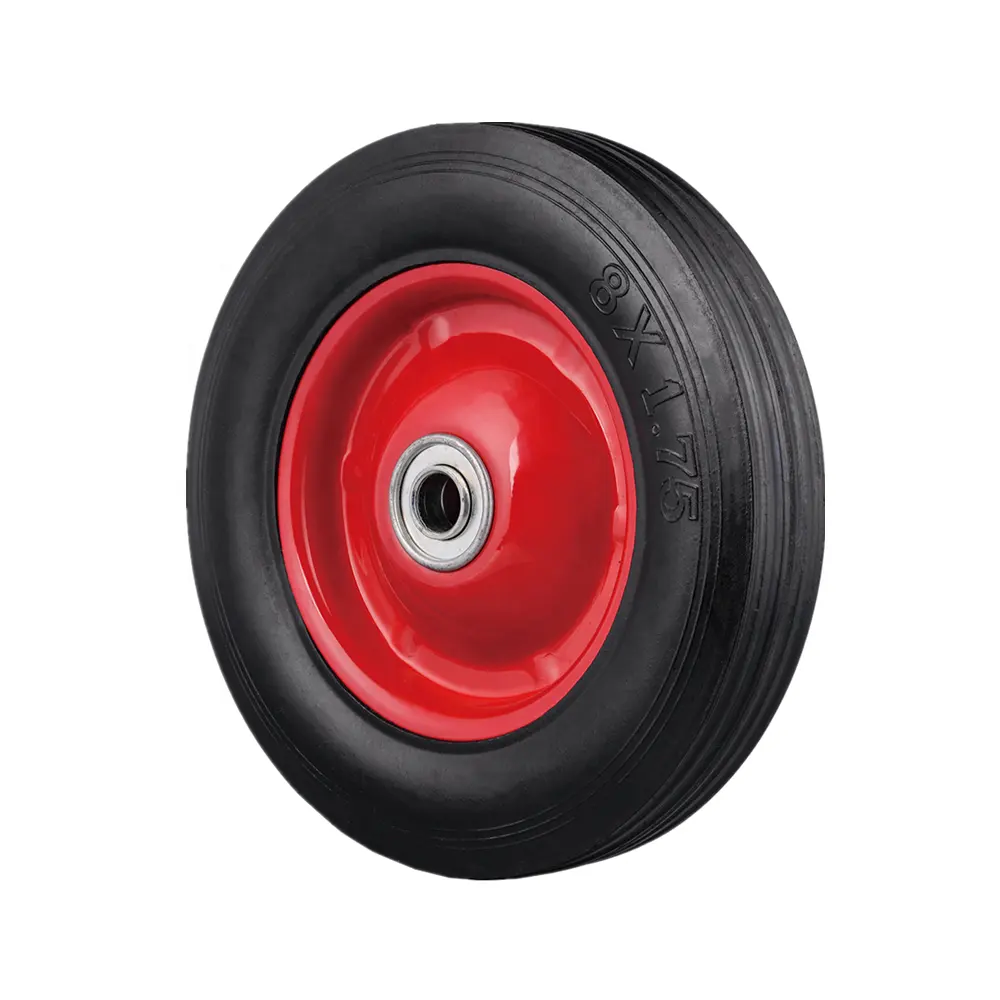 200mm solid rubber wheel with bearing for wheelbarrow, trash container, hand trolley