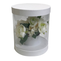Boîte à fleurs ronde coréenne, seau pour arrangement floral, boîte en papier avec fenêtre transparente en PVC, boîte à fleurs cadeau