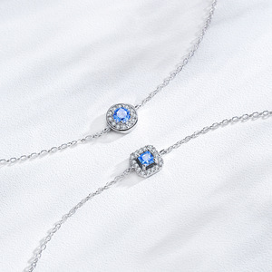Pulsera de Cadena de Plata de Ley S925 con Circonitas de la Serie Azul Océano para Mujer, Joyería de Moda para Uso Diario, Versión de Cobre Personalizable - Product Image 6