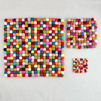 Boules de laine 100% naturelles, forme ronde, écologiques, épaisseur 10 mm, pour dessous de verre, sets de table et coussins de siège modernes, couleurs personnalisables en plusieurs tailles