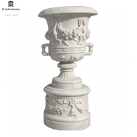 Pots à fleurs en marbre faits à la main de haute qualité, sculptures de piliers en pierre personnalisées pour la décoration de la cour et de la maison