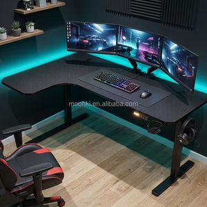 L-Shaped Electric Standing Desk Corner Sit Stand Workstation Large Gaming Desk with Dual Monitor Support Right Left Configurable - Product Image 1