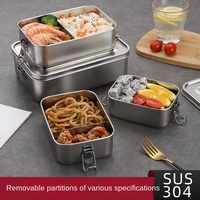 Boîte à bento en acier inoxydable, boîte à lunch en métal avec couvercle anti-fuite pour adultes, contenants alimentaires pour l'école/le travail/la préparation des repas