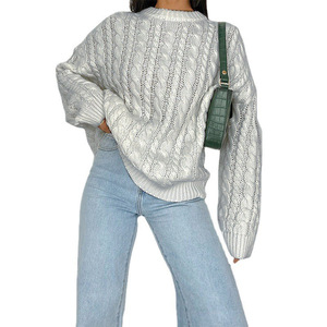 Pullover da <span class=keywords><strong>donna</strong></span> elegante e Versatile a manica lunga nuovo stile coreano <span class=keywords><strong>maglia</strong></span> attorcigliata di base per la primavera estate autunno - Product Image 3