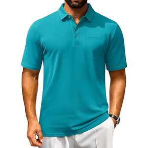 Chemises polo décontractées pour hommes en coton piqué respirant pour le golf - Product Image 1