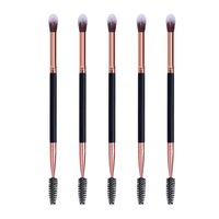 Pinceau de maquillage pour sourcils double face à poils synthétiques et manche en bois, idéal pour la vente en gros