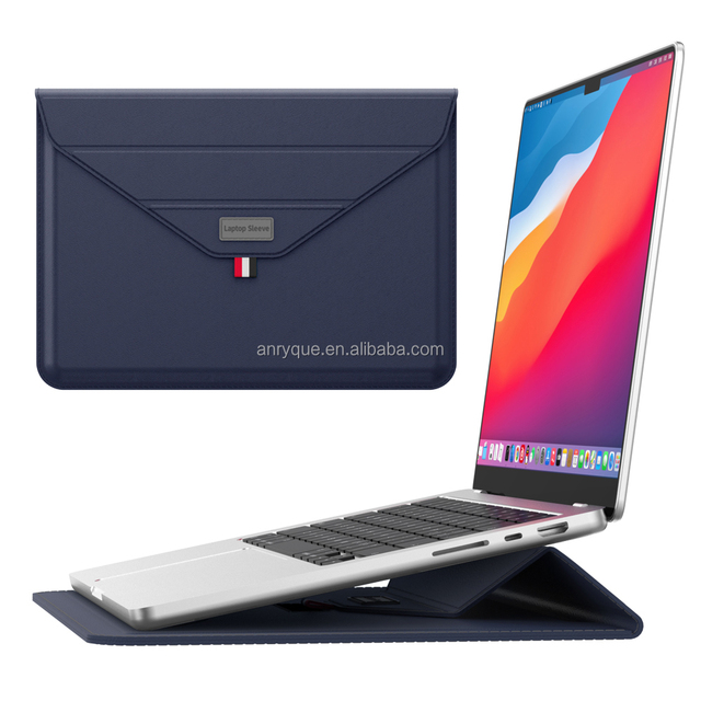 Anryque PU Leather Waterproof Laptop Sleeve with Stand & Shockproof Handle for MacBook Pro 16/13.3/14 Inch 2024-2019 Models