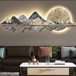Decorazione di pittura moderna fresca e rotonda di cristallo di arte con luce a Led dipinti e arti murali per la decorazione della casa decora - Product Image 4