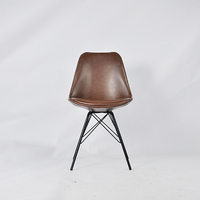 Chaise de salle à manger contemporaine de haute qualité à prix d'usine, avec coque en PP écologique recouverte de tissu et pieds en métal, amovible, pour la maison