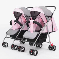 Double poussette légère pliante, assise, couchée, détachable, double grande poussette pour bébé