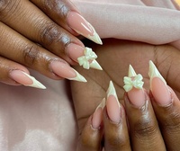 Ongles longs à talon aiguille faits main à presser, rose nude avec points blancs, couverture complète, en gel souple acrylique, 10 pièces