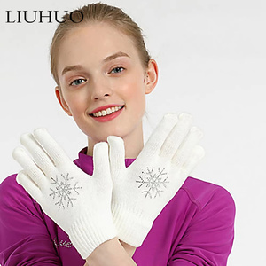 LIUHUO-vêtements d'hiver en maille pour filles, antidérapantes, à la mode, perçage à chaud, chaud, épais, chaud, fitness, complet doigt - Product Image 1