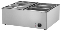 Table froide électrique commerciale à 6 bacs, comptoir, buffet, grande capacité, acier inoxydable, bain-marie