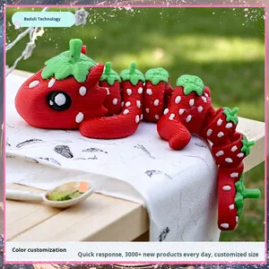 3D Printed Wood <b>Easter</b> Decoration <b>Ornament</b> Creative Gift Realistic Cute Strawberry Dragon Children's Educational - Product Image 2
