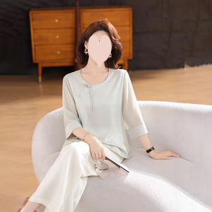 Blusa <span class=keywords><strong>de</strong></span> <span class=keywords><strong>Verano</strong></span> para Mujer con Corte Holgado y Detalle <span class=keywords><strong>de</strong></span> Borla Decorativa, Hecha <span class=keywords><strong>de</strong></span> Satén Sintético Transpirable - Product Image 1