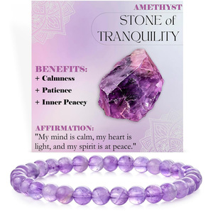 Pulsera de Piedras Curativas de Cristal Natural de 6 mm Hecha a Mano, Pulsera de Cuentas Redondas Elásticas de Cristal, Regalo - Product Image 6