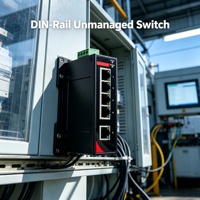 Switch Jaringan Industri Tanpa Manajemen DIN Mount 8 Port 10/100/1000Mbps 2 SC Fiber Opsional Plug&Play Daya DC Redundant IP40