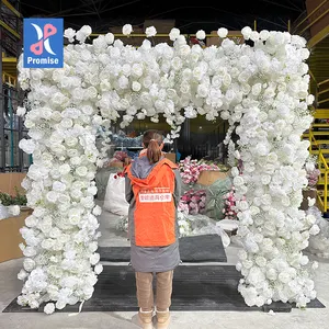 Promise Custom Cheap Price Event Party Backdrop Arch Flower Arrangement White Artificial Flowers For Decor