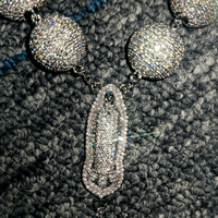 Passe diamant testeur D couleur VVS Moissanite chapelet diamant 925 argent glacé vierge marie 15mm chaîne à billes avec pendentif croix